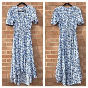 Abel The Label Maya Floral Smocked Midi Maxi Hi Lo Dress Medium